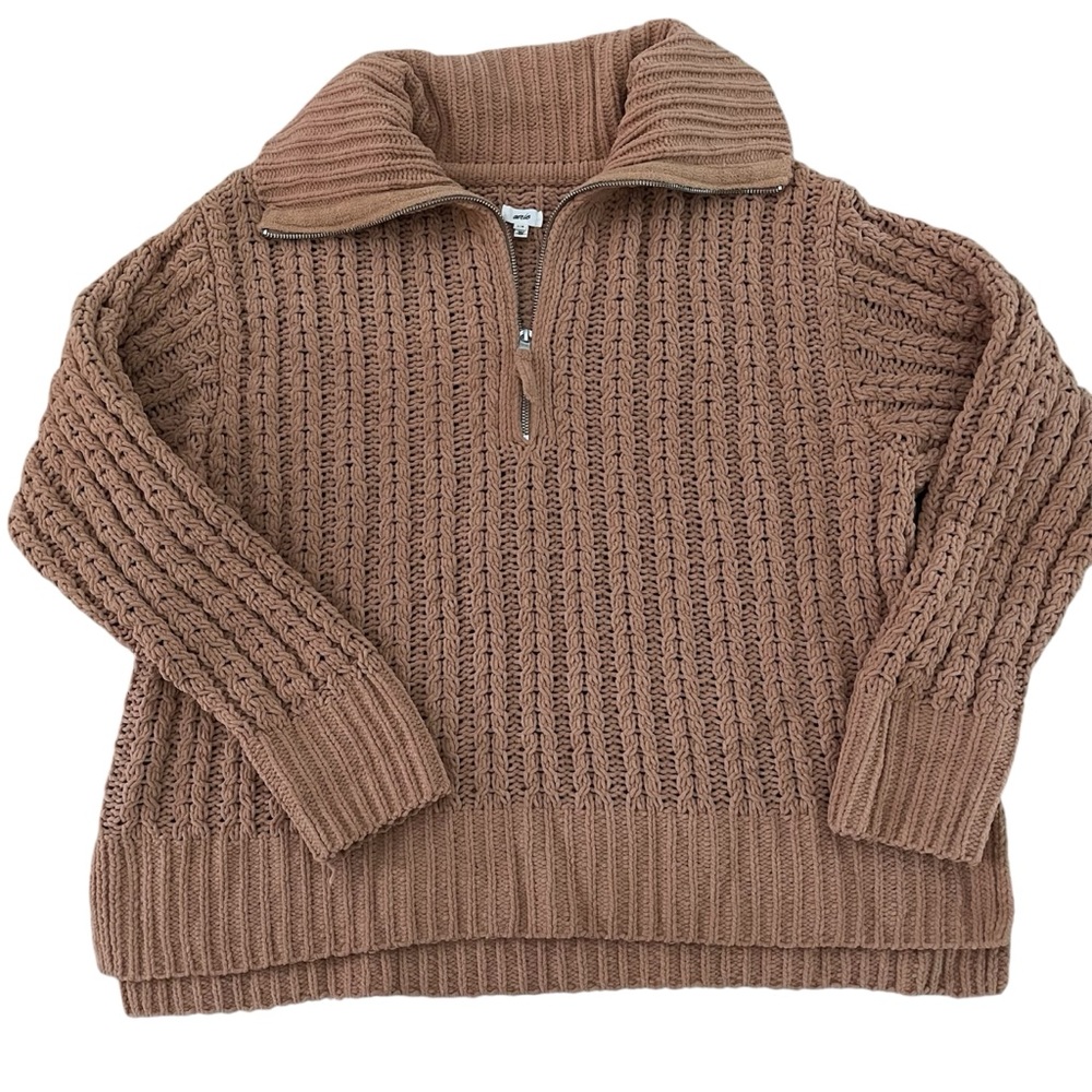 Aerie Cozy Tan Zip-Up Sweater Women’s size large